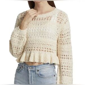 Something Navy Ivory Knit Top SIZE XS